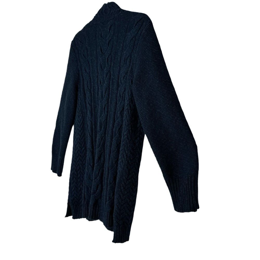 J Jill Cardigan Sweater Women Medium Navy Brown Buttons Weight Pockets‎ Academia - Picture 6 of 9